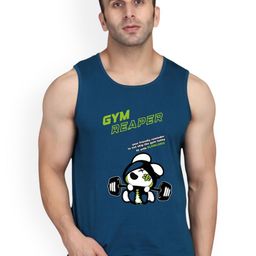 SLOWLORIS Men Printed Super Cotton Gym Vest VSL26 GYM PEACOCK-image-56