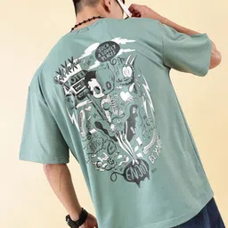 Rodzen Men Printed Drop-Shoulder Sleeves T-shirt-picture-7