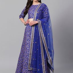 FABPIXEL Embroidered Sequinned Semi-Stitched Lehenga & Unstitched Blouse With Dupatta-43