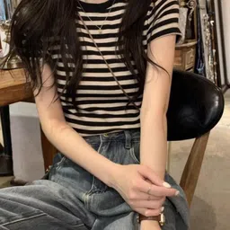 HERE&NOW Women Round Neck Striped Top-picture-34