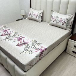Pure Decor Royal Majestic Grey Floral Cotton 350 TC Double King Bedsheet Set-2.74m X 2.74m-picture-45