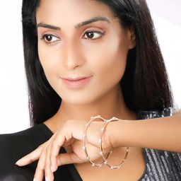 Priyaasi Set Of 2 Rose Gold-Plated & White American Diamond-Studded Handcrafted Bangles image 5
