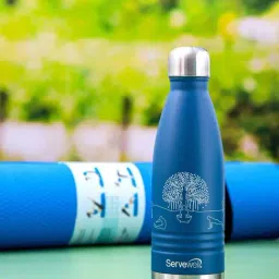 Servewell Indus Blue Stainless Steel Yoga Printed Vacuum Bottle (0.5 L)-10