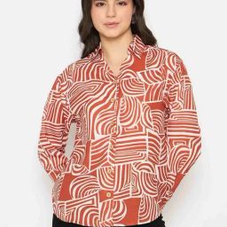 Madame Rust Polyester Graphic Print Long Sleeves Shirt-image-8