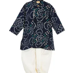 NIRVAAN Boys Bandhani Printed Regular Pure Cotton Kurta with Dhoti Pants-picture-5