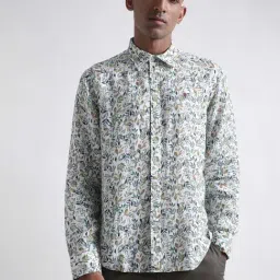 Iconic Men Printed Regular Fit Linen Shirt-image-15