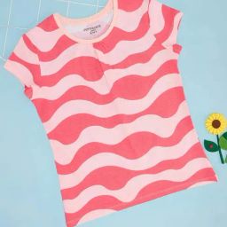 Pantaloons Junior Girls Prism Pink & Red Cotton Striped T-Shirts-image-7