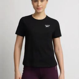 Reebok Black Cotton Regular Fit Sports T-Shirt-image-131