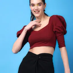 Scorpius Maroon Slim Fit Crop Top-image-37