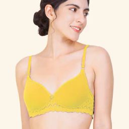 AROUSY Yellow Cotton Self Pattern Everyday Bra-picture-39
