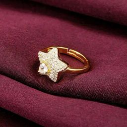 GIVA 92.5 Sterling Silver Golden Star of Love Adjustable Ring for Womens and Girls-image-37