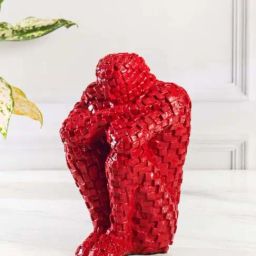 Smokey Cocktail Red Resin Brick Man Sculpture-image-2