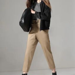 Vero Moda Brown Cotton Straight Fit Trousers-image-3