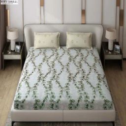 Monte Carlo Aromatic Grey Polyester 110 TC Queen Bedsheet with 2 Pillow Covers-image-5