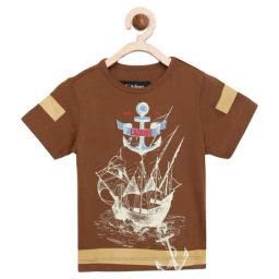Ladore Kids Brown Cotton Printed T-Shirt-image-48