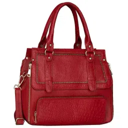 HiLEDER Red Solid Medium Satchel Handbag-39