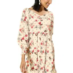 Sera Off-White Floral Print A-Line Dress-picture-37