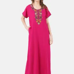 KOI SLEEPWEAR Dark Pink Embroidered Nighty-image-4