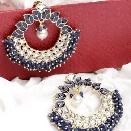 Karatcart Navy Blue Chand Bali Earrings for Women-image-10