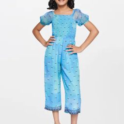 Global Desi Girl Kids Sky Blue Printed Jumpsuit-image-71