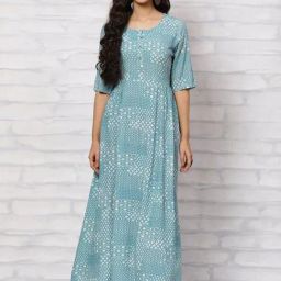 Rangriti Green Printed Maxi Dress-image-56