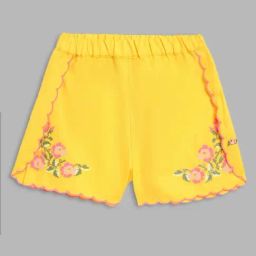 Blue Giraffe Kids Yellow Embroidered Shorts-picture-32