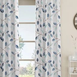 GM Printed White & Blue Polyester 7 ft Eyelet Ring Top Door Curtain - Set of 1 PC-picture-19
