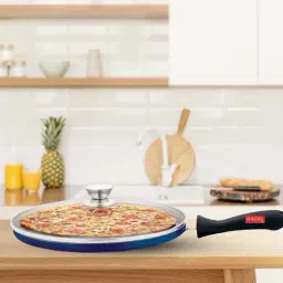 HAZEL Blue Aluminium 25.5 cm Non-Stick Tawa With Lid-37