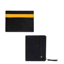 Mai Soli Black & Yellow Leather Wallet & Card Holder Gift Set-24