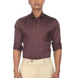 Arrow Red Cotton Slim Fit Printed Shirt-picture-36