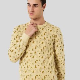 Park Avenue Yellow Slim Fit Printed Sweatshirt-image-14