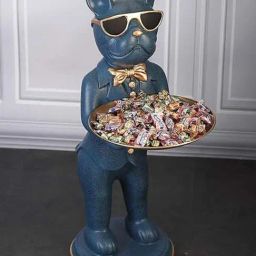 Smokey Cocktail Blue Resin Mr. Funky Sculpture With Tray-image-13