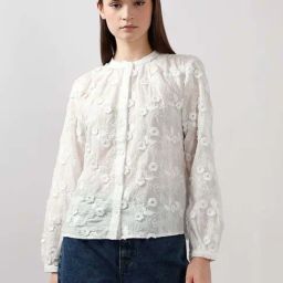 Vero Moda Off White Cotton Regular Fit Embroidered Shirt-image-27
