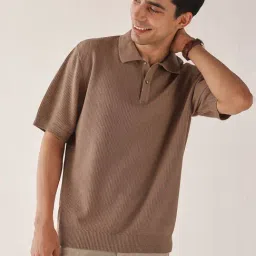 Andamen Brown Cotton Relaxed Fit Solid Polo T-Shirt-picture-5