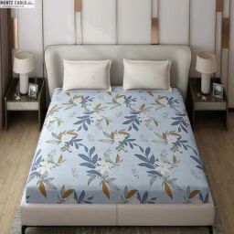 Monte Carlo Edmond Blue Polyester 130 TC Queen Bedsheet with 2 Pillow Covers-image-12