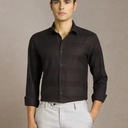 Louis Philippe Brown Cotton Slim Fit Texture Shirt-picture-38