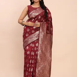 Astita Ethnic Motifs Woven Design Zari Banarasi Saree-picture-1