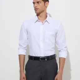 WES Formals by Westside White Striped Slim-Fit Cotton Shirt-picture-18