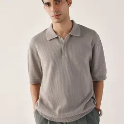 Andamen Grey Cotton Relaxed Fit Solid Polo T-Shirt-picture-37