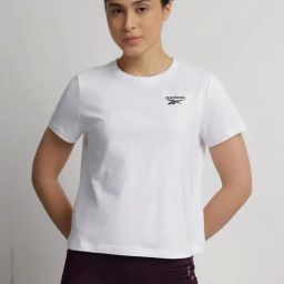 Reebok White Cotton Regular Fit Sports T-Shirt-image-10