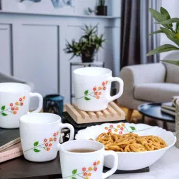 Cello White Opalware 4 Ricca Mug & 1 Bowl  (0.18 L) image 5