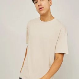 Styli Beige Basic Crew Neck Cotton Oversized T-Shirt-image-50