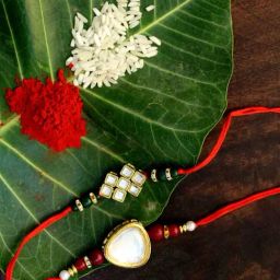 Karatcart Gold-Plated Kundan Rakhi with Roli Chawal & Greeting Card for Brother - Set of 2-7