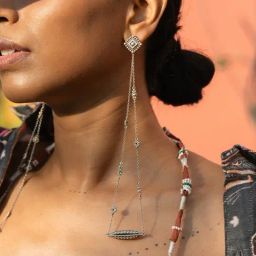 Shaya 925 Silver Oxidized Enchantment Shoulder Duster Dangler Earrings-image-90