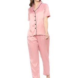 Smarty Pants Light Pink Satin  Shirt With Pyjamas-image-55