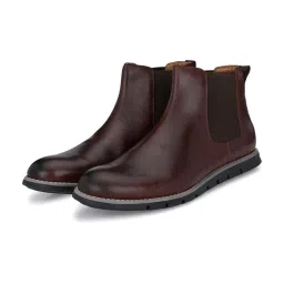 Legwork Men's Maroon Chelsea Boots image 5