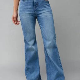 DOLCE CRUDO Light Blue Denim Regular Fit High Rise Jeans-image-48