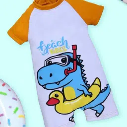 Kiddopanti Boys Yellow Regular Fit Printed Swimwear-picture-18