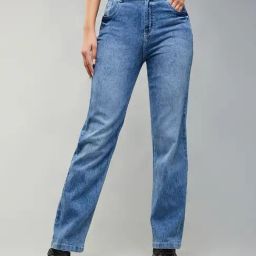 DOLCE CRUDO Blue Denim Regular Fit High Rise Jeans-image-28
