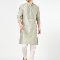 indus route by Pantaloons Floral Embroidered Thread Work Mandarin Collar Straight Kurta-33